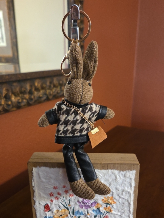 The Unbranded Brand Accessories - Rabbit Keychain Plush with Houndstooth Sweater NWOT